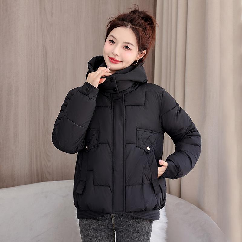 

Зимняя Новая Короткая Хлопковая Куртка Большого Размера Поставка Женская Модная Хлопковая Куртка с Капюшоном XXL чёрный