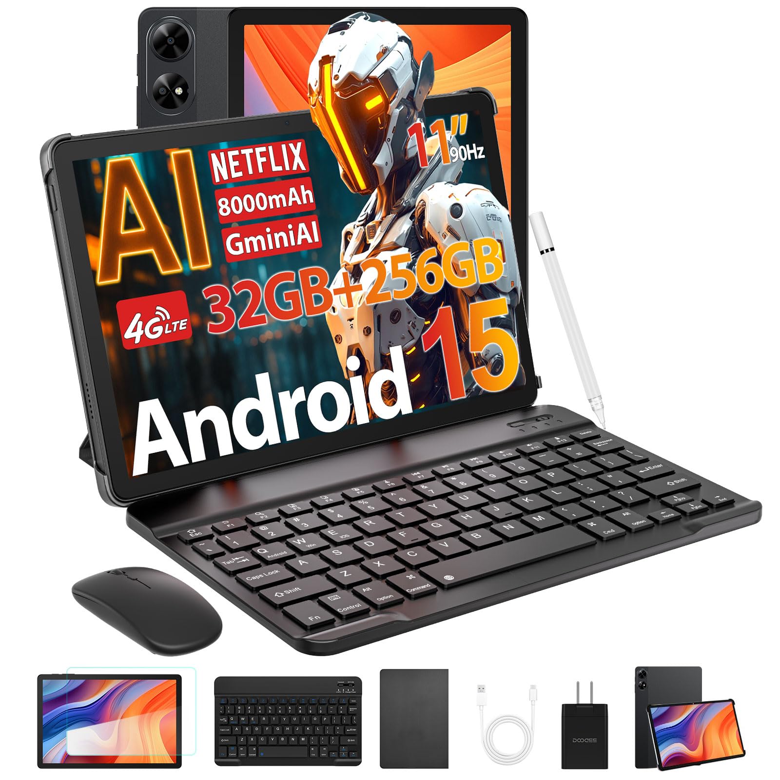 

Android 15 AI DOOGEE Android 15 32GB 256GB 2TB T7280 Netflix Widevine AI 90Hz Large 4G LTE 5G WiFi Includes Protective and Film [First-Ever Tablet] чорний