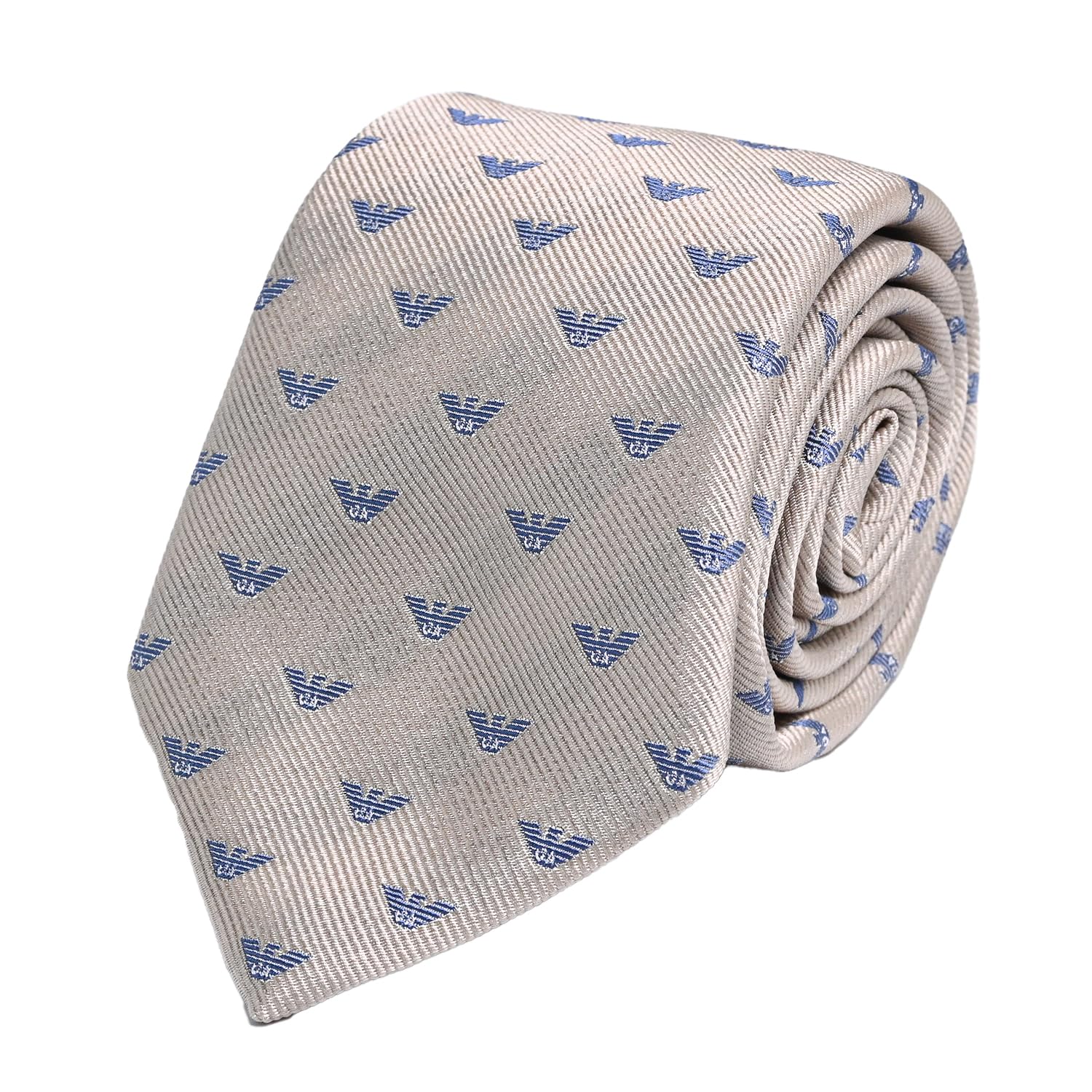 

Emporio Armani Eagle Made in 340075 3R616 00050 Men s Tie, 7.5cm Wide, 100% Silk, Logo, Beige, Italy, [Used]
