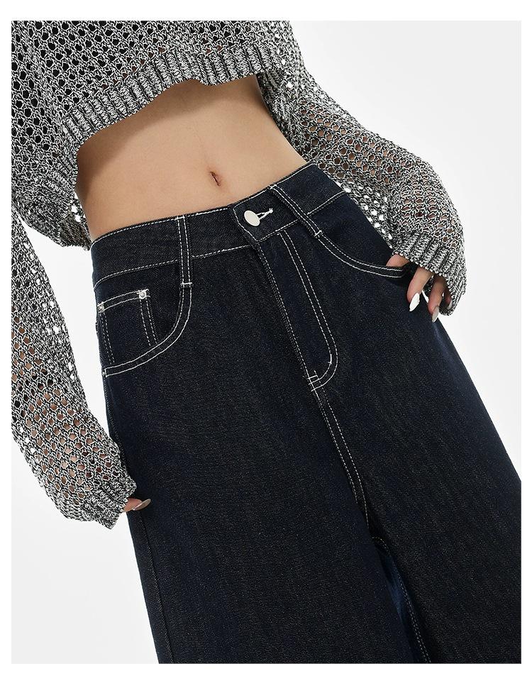 KEN STUDIO Women's Retro Loose Wide Leg Denim Jeans - Early Autumn Collection