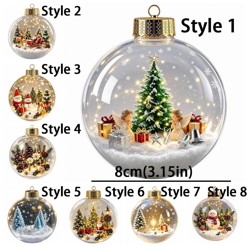 Clear Acrylic Lighted Christmas Ball Ornament Light-Up Tree Hanging Bauble Christmas Tree Decor
