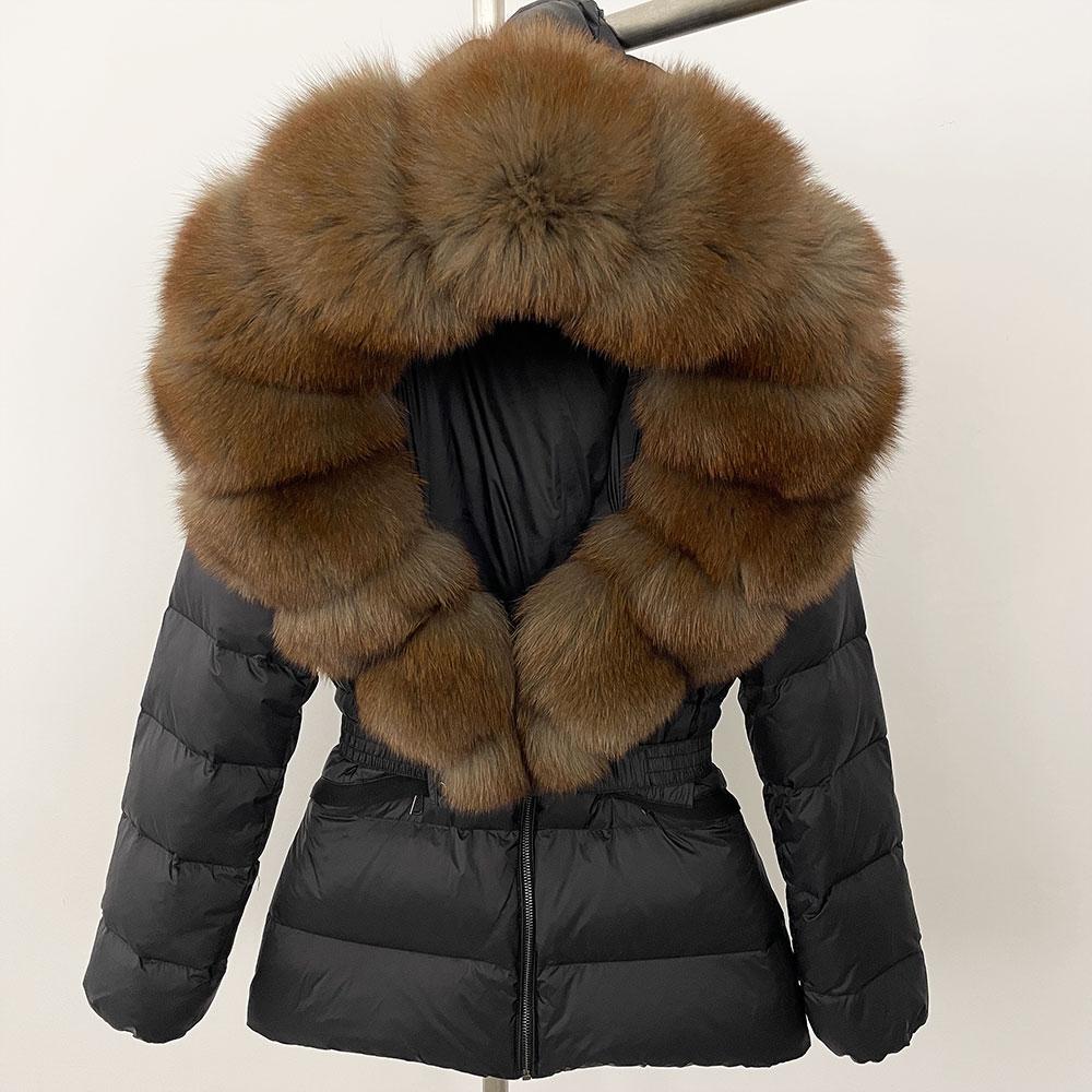 OFTBUY Winter Jacket Women's Real Raccoon Fox Fur White Duck Down Coat Thick Warm