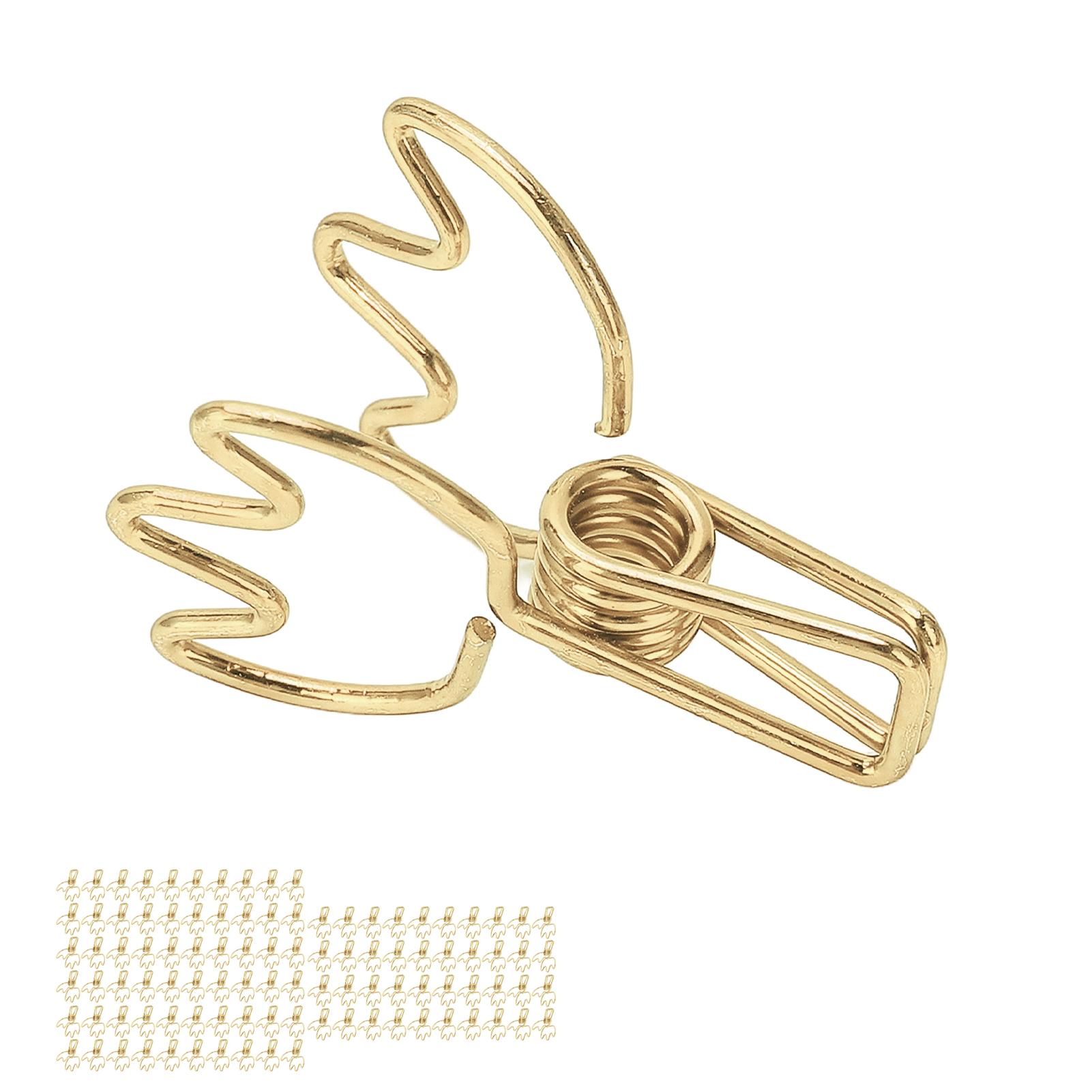 

100Pcs Paper Clamps Metal Hollow Strong Clamping Force Crown Shape Tail Clips for School Home