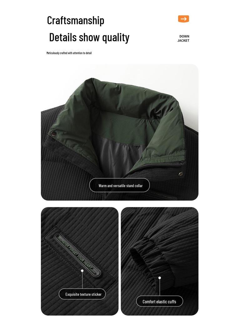 Men's Trendy Winter Down Jacket, Dual Opening, Thickened for Warmth, High-Quality Lapel Outerwear, National Standard Live Stream Best Seller.