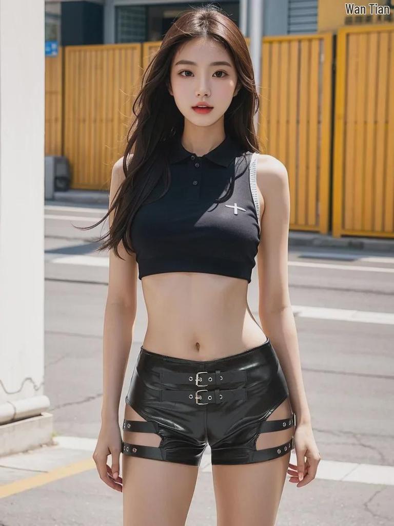 864# Patent Leather Stretch Shorts - Sexy Nightclub Dance Costumes for Women