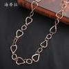 New hollow love ring long necklace, irregular peach heart women's simple and versatile metal sweater chain