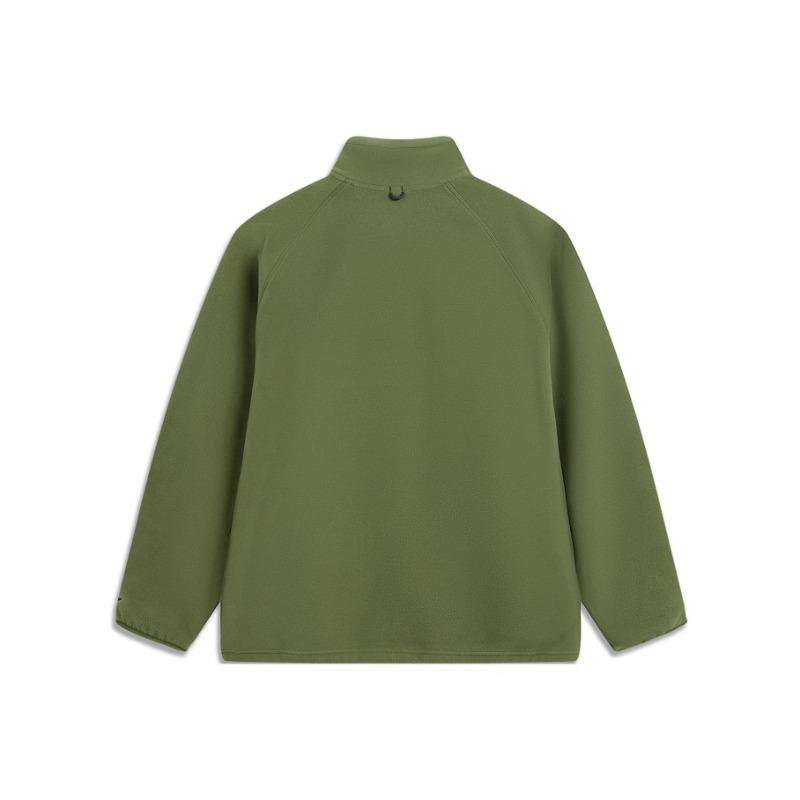 Li Ning Outdoor CF Moisture Wicking Warm Fleece Loose Pullover Letter Raglan Long Sleeve Stand Collar Fleece Jacket Men Jackets AWDVE29-3