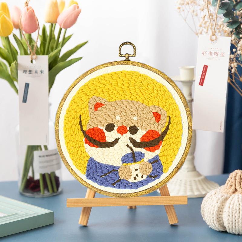 1pc Kitten Pattern Russian Stamping Embroidery DIY Yarn Painting Embroidery Material Kit