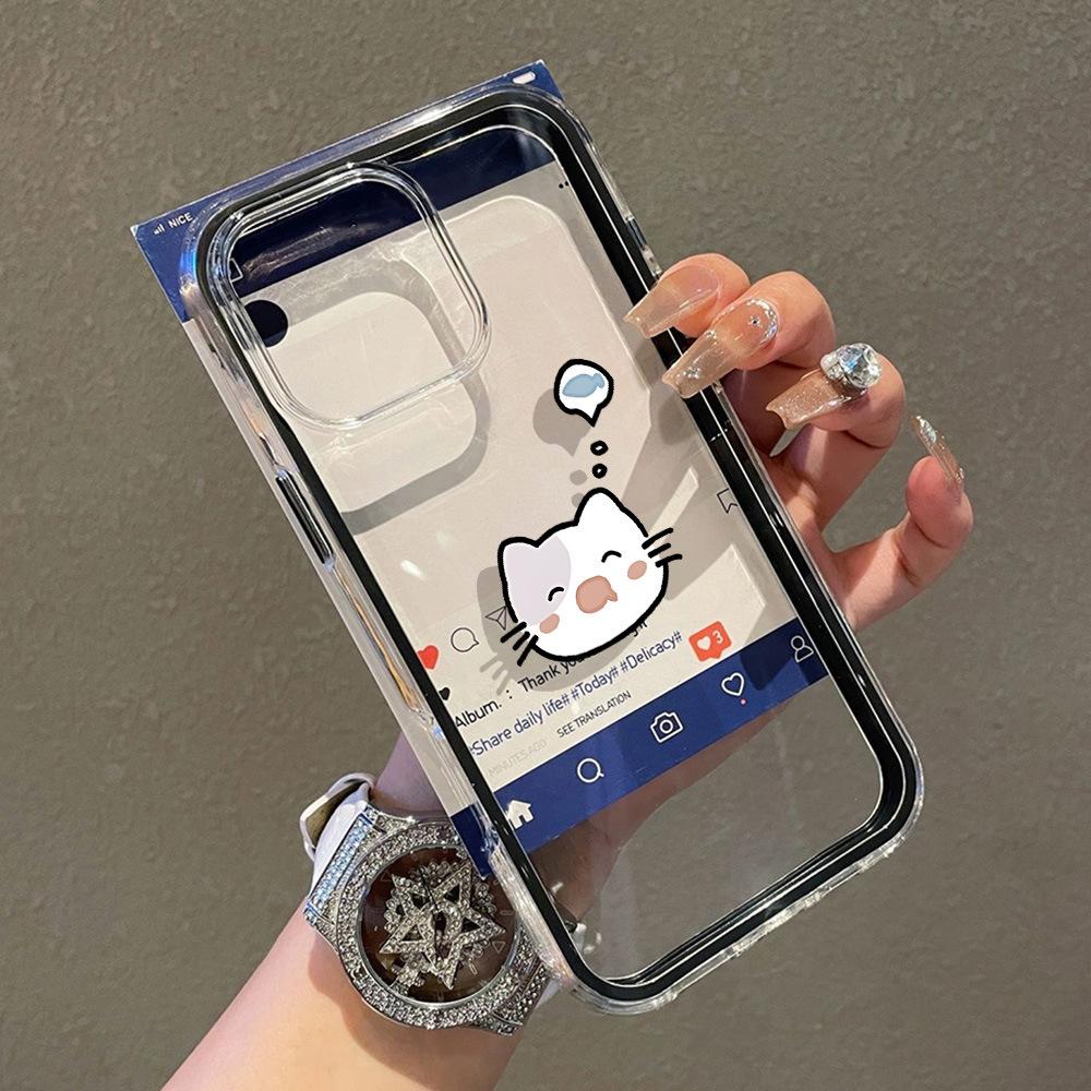 Applicable to iPhone17ProMax saliva cat expression mobile phone protective case 16/17 simple 14 Pro niche 15
