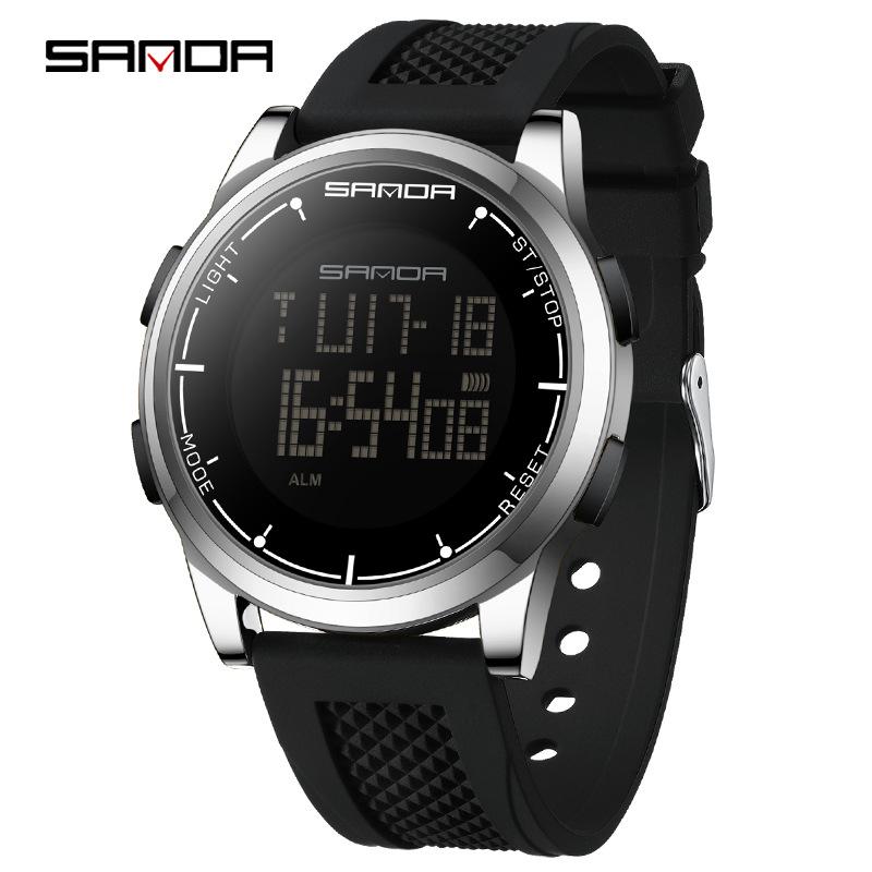 Sanda Luminous Men's Multifunctional Waterproof Digital Watch with Stopwatch and Alarm Clock  