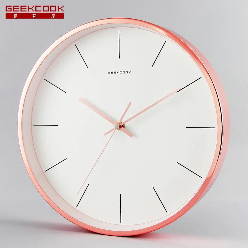 Modern Minimalist Wall Clock Nordic Design Self-Contained Metal Quartz Movement  Operated Silent Pointer Display 12 inch розовый