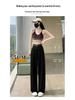 Petite Yamamoto Wide-Leg Pants for Women, High-Waisted Cotton Linen, Drapey Slimming Style, Perfect for Spring/Autumn, Suited for 145cm Height.