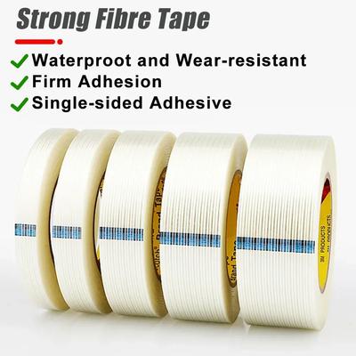 Pruhovaná sklolaminátová páska Silná izolace obalu lithiové baterie Vláknité pásky Velmi odolná Průhledná zesílená lepicí páska