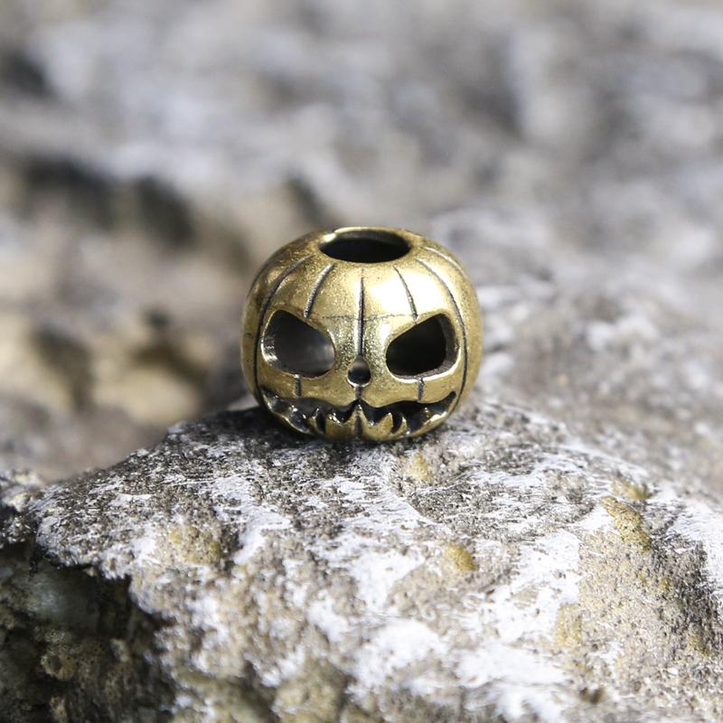 Halloween Pumpkin Skull Face Lantern EDC Brass Knife Beads DIY Woven Paracord Lanyard Pendants EDC Slider Accessories