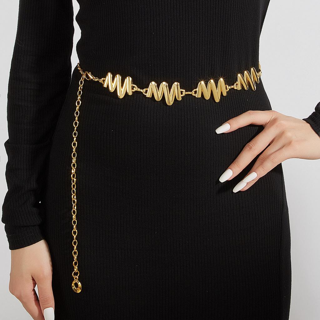 Light Luxury Caterpillar Waist Chain Women'S Niche Texture Retro Metal Belt Chain Accessories Retro