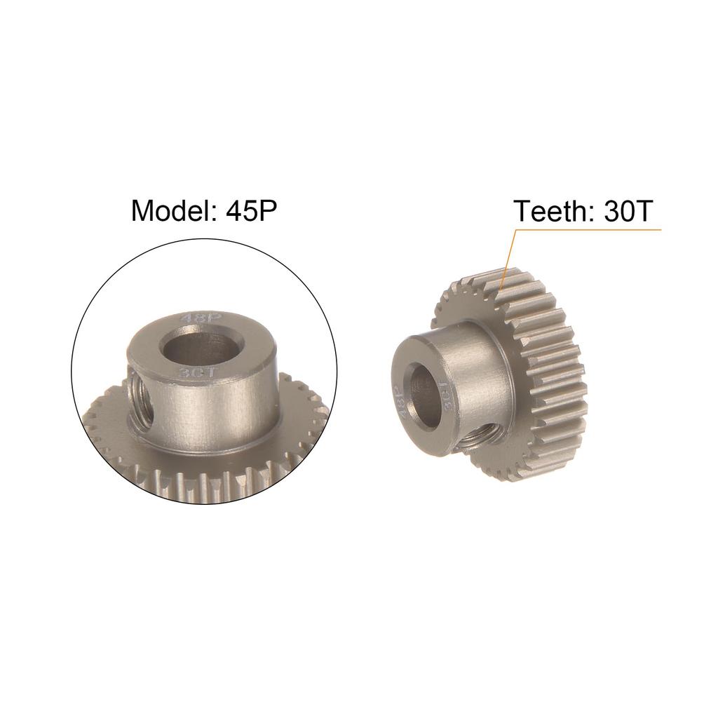 uxcell 48P Pinion Gear Set with 3.175mm (18") Shaft, 29T, 30T, 31T, 32T Aluminum Alloy Motor Gears for 110 RC Car (4 Pieces)