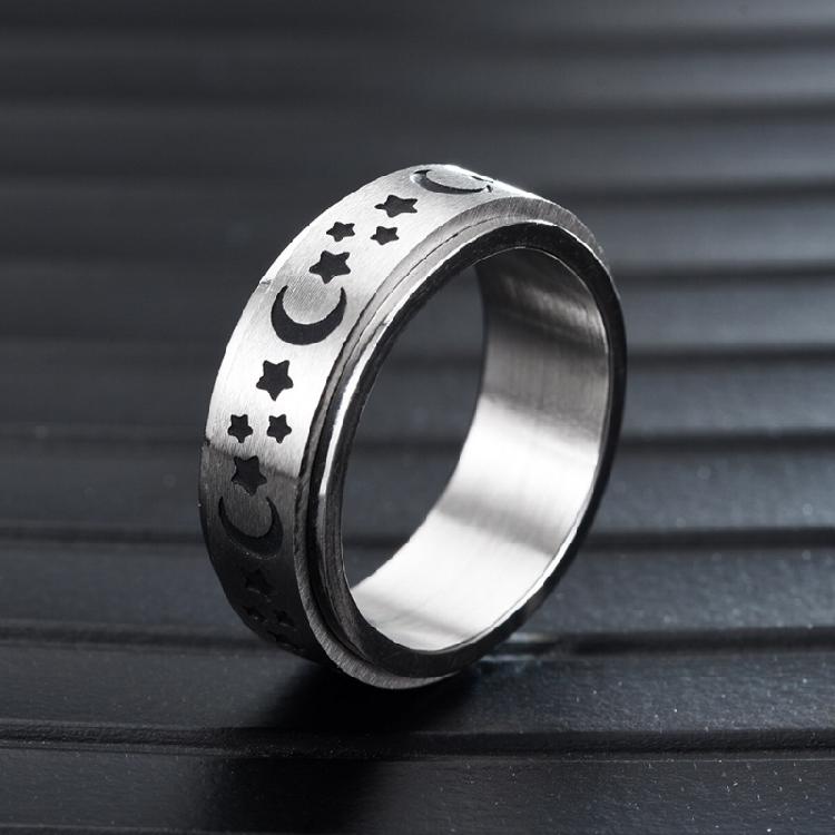 Star Moon Spinning Rings Women Men Fidget Spinner Ring Relief Stress Worry Rings