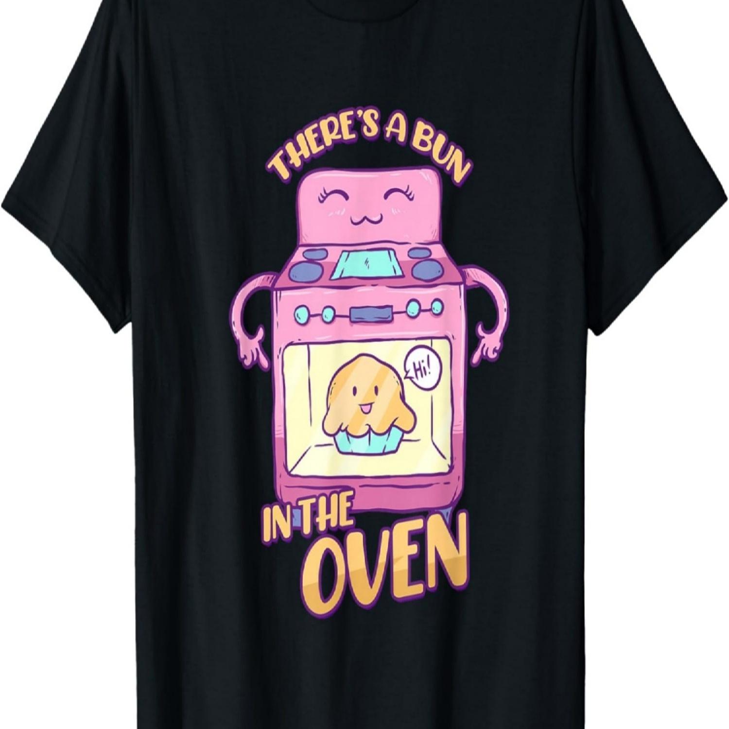 

Pregnancy Announcement Shirt Bun in the Oven Pregnant Women T-Shirt S чёрный