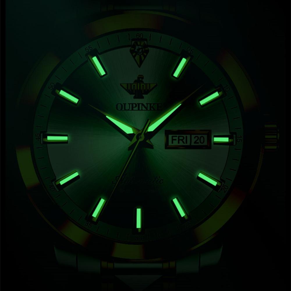 OUPINKE Montre Homme Double Calendrier Montre Mécanique Automatique Montre Diamant Haut De Gamme Étanche