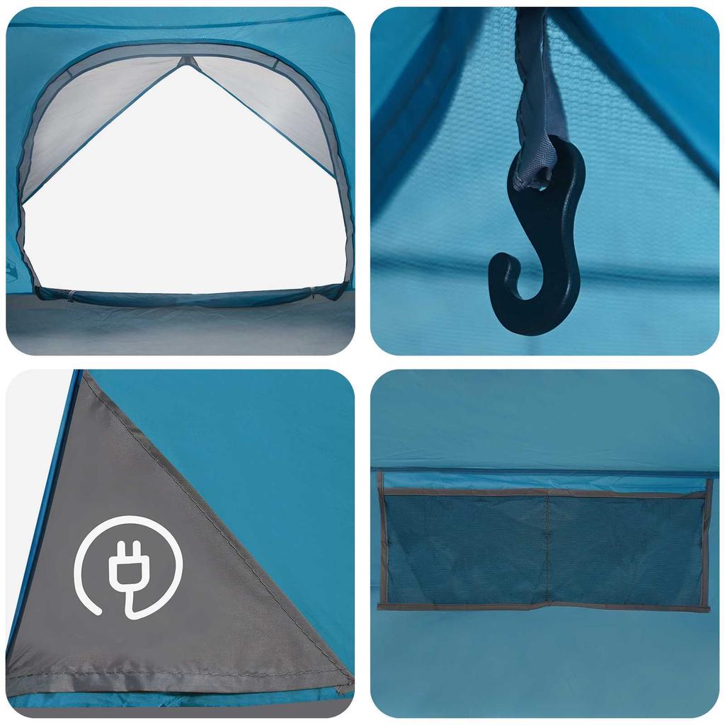 Camping Tent with Rain Fly Waterproof Blue 245 x 245 x 149 cm