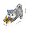 Butterfly Cats Statue Garden Ornament Solar Light Lawn Decors Home Yard Statue Festival Resin Figurine