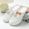 Fashion Sandals Hollow With Bow Shoes for Women Waterproof Shoe 2025 Trend Korea Style Slides Small Size Designer Luxury Woman Slippers