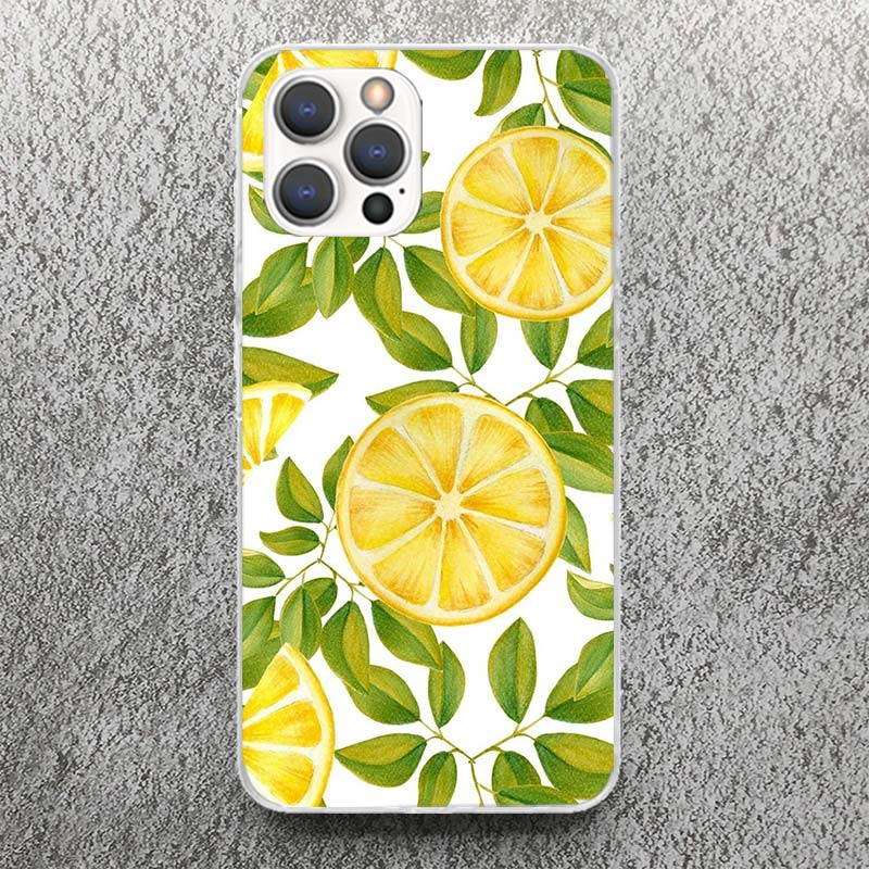 Summer Fruits Lemon Print Soft Case for iPhone 17 Air 16 16E 15 14 Plus 13 Mini 12 11 Pro Max Phone Shell SE 7 8 Pattern Cover F