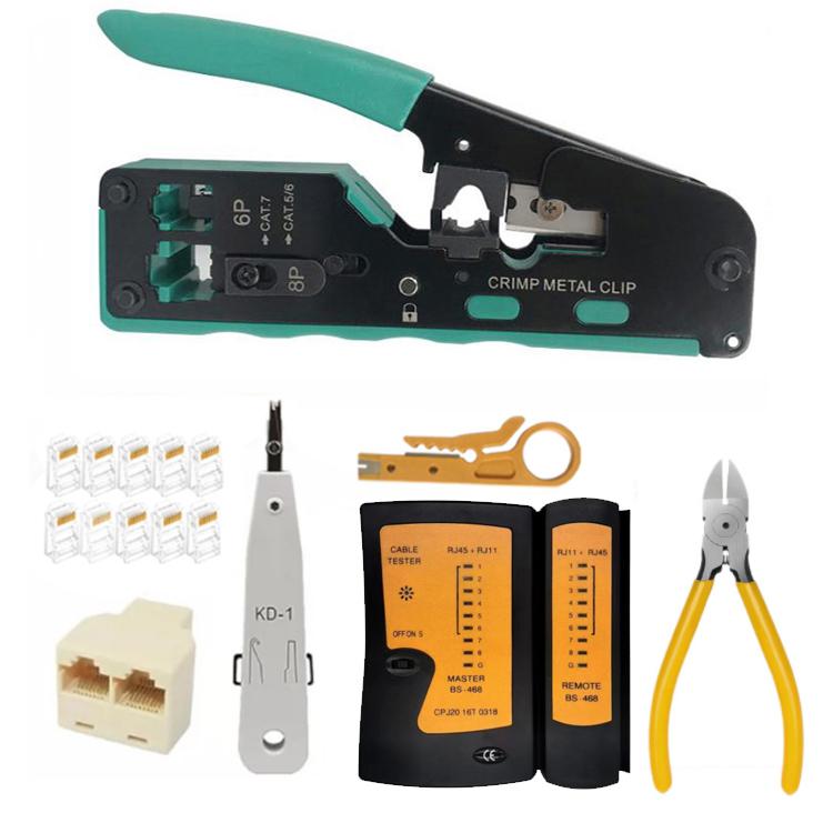 Multifunctional 6P 8P Wire Cable Crimper Stripper Cutter Pliers Network Cat5e Cat6 Cat7 Rj45 Pass EZ Crimping Tool Novelty Gift