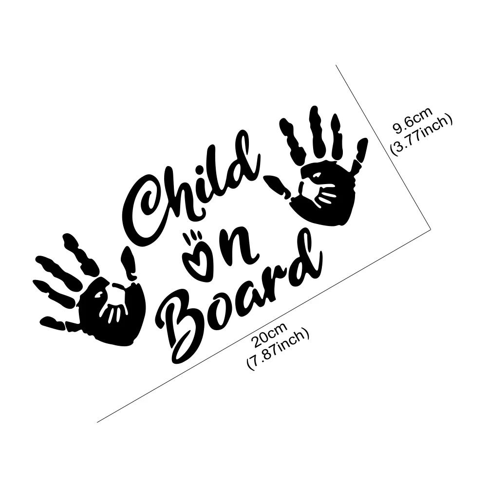 Child On Board Car Window Sticker Truck Door Decals Self-Adhesive Vinyl Palm Print Graphics Windshield Sign Decor Accessories