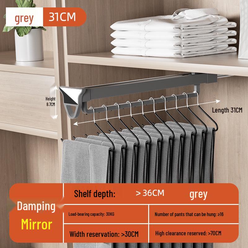Telescopic Wardrobe Pants Rack with Buffer Drawer Slide & Hanging Rod