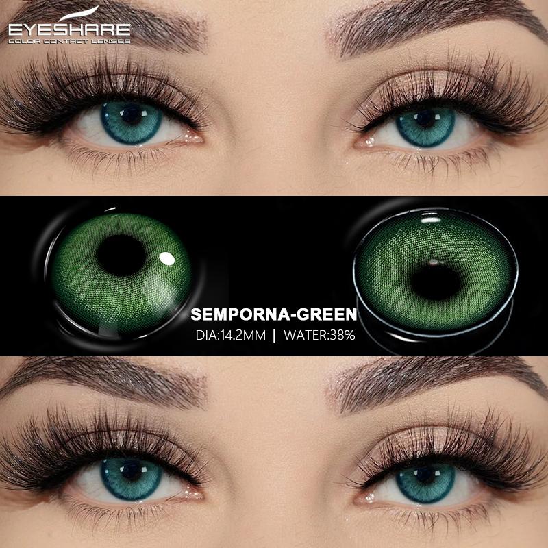 Eyeshare 2ks/pár Kontaktní čočky řady NICOSIA Roční zelené čočky 14,2 mm Modré oči Čočky Módní kosmetika Žáci