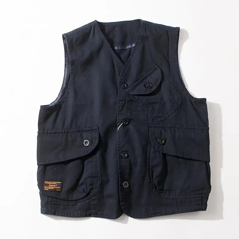 Quality American Multi-pocket Cotton Jackets Work Vest Waistcoat for Men Coats