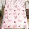Bowknot Girlish Duvet Cover Cherry Cake Cartoon Bedding Set Cute Dots Love Heart Bow-tie Comforter Cover,Pink Kawaii Quilt Cover