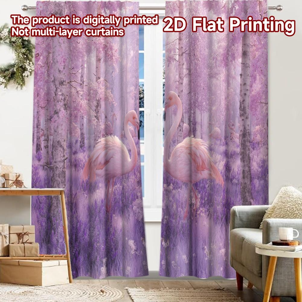 

Set Of 2 Flat Printing Curtains Without Rod Pink Paradise Holiday Printed Yarn Decorations Outdoor Curtain Polyester W100*H70(CM)-Grommet top&1PCS