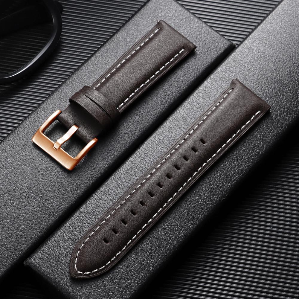 Top-grain Calfskin Leather Watch Band Quick Release 18mm 20mm 22mm Watch Straps Vintage Brown Black Cowhide Bands for Men Women