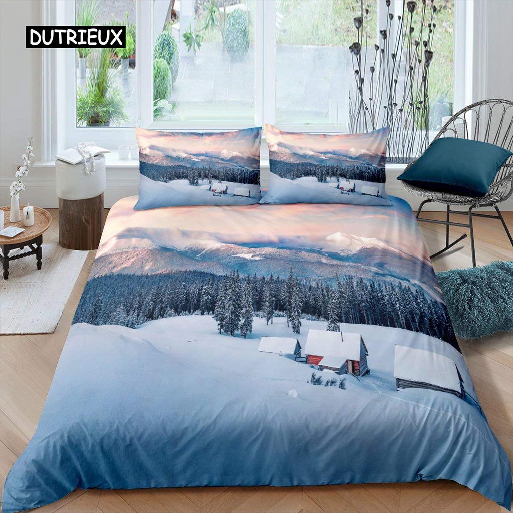 Sada povlaku na peřinu Sněžná hora Sada ložního prádla Mořské vlny Mořská krajina Velikost King Povlak na přikrývku Přírodní scenérie Polyesterový povlak na přikrývku