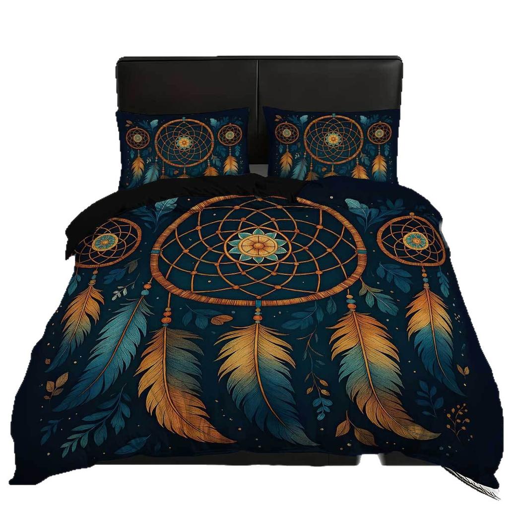 Factory Direct Sales Bed Three-Piece Set Dream Catcher Polyester Printing Quilt Cover Home Textile Pillowcase Quilt Cover Minimum Order