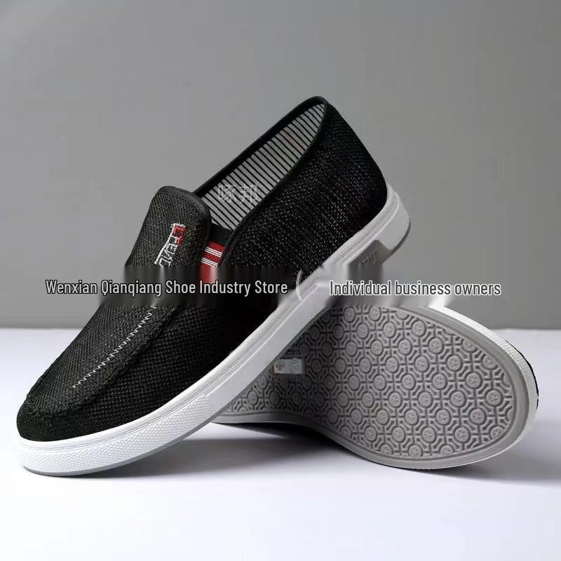 Men's Spring & Autumn Denim Slip-on Shoes - Casual, Comfortable Linen Canvas Board Shoes for Students