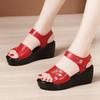Women's Summer Slope Heel Thick Bottom Sandals Mom Large Size Breathable Non-slip Commuter Sandals