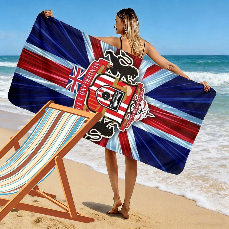 Sunderland A.F Print Beach Towel, Large Soft Quick Dry Towel for Beach Camping Swimming