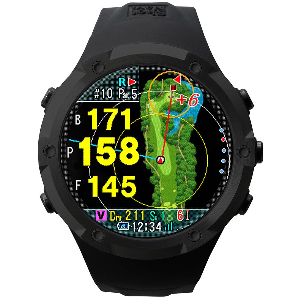 ShotNavi Evolve PRO Black Large Color LCD Screen Latest GPS Chip GPS Golf Navigation Golf Rangefinder Golf Watch FF (ShotNavi) "M10"