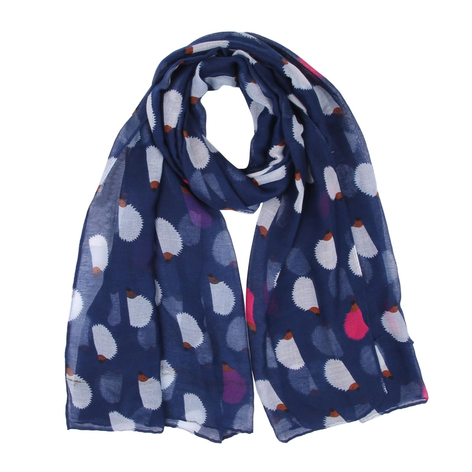 

New Hedgehog Print Scarf Fashion Animal Scarf One Size тёмно-синий