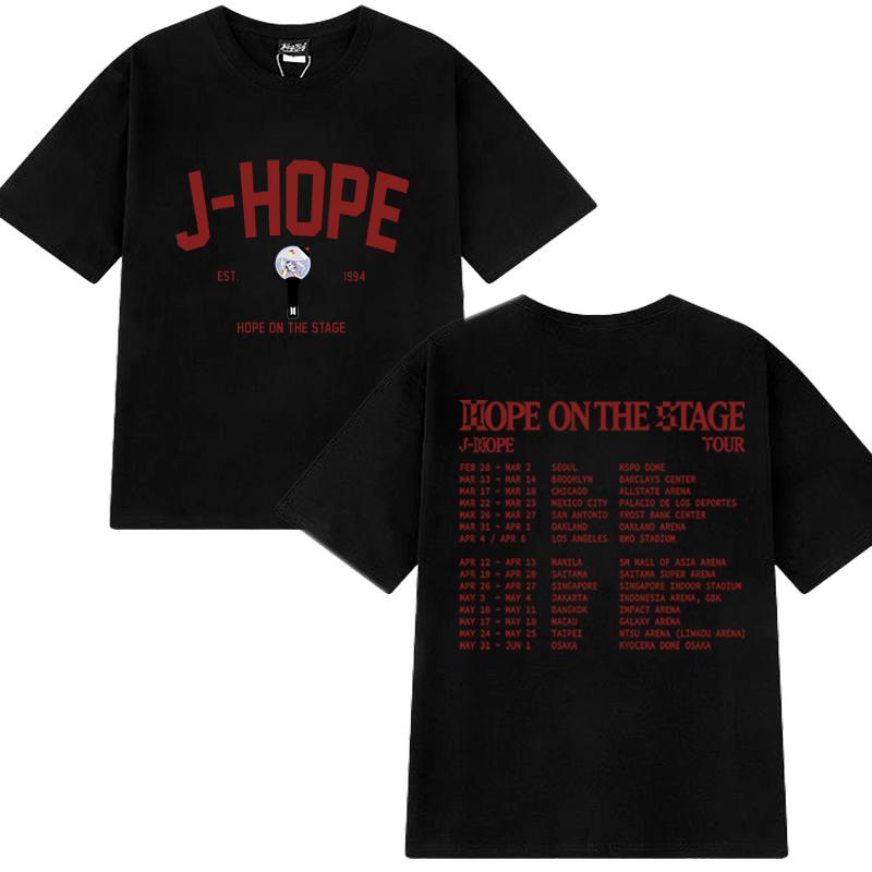 Kpop J-Hope Hope On The Stage Tour Setlist Printed T Shirt 2025 Men Women Fashion Y2k Short Sleeve T-shirts Unisex Cotton Tops