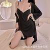 Sexy nightdress new women's light luxury loungewear hot lace suspender ice silk pajamas pure desire to open the fork temptation set