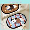 Cute Cartoon Striped Cake Puppy Pattern Bathroom Mat With Absorbent Silicone Dihydrate For Home Use
