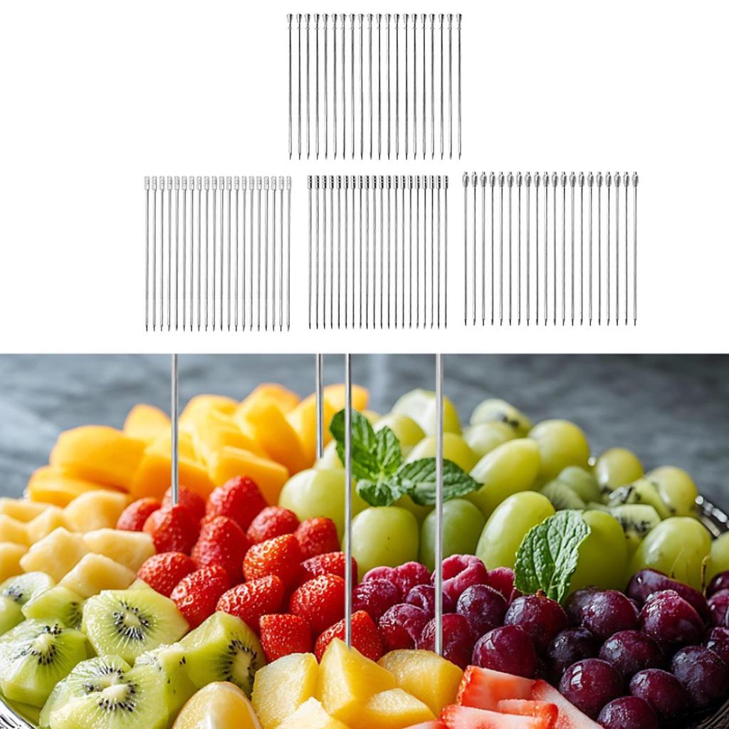 20 Pieces Stainless Steel Fruit Sticks Decorative Reusable Utensils Cocktail