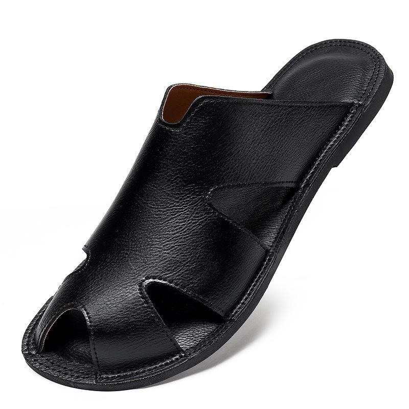 Men s Large Genuine Leather Fisherman Sandals - Summer Slip-on Beach Shoes US 12