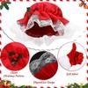 Mrs Claus Costume Hat and Gloves Set Red White Christmas Role Play Dress Up Accessories Gift for Women Girls Kids Party Photo