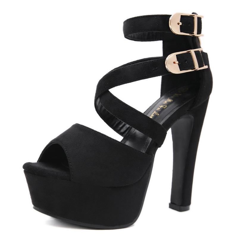 

Women Cross Strap Platform Back Zipper High Thin Heel Sandals for Office Business Nightclub Evening Party Catwalk Show Wedding 34 чёрный