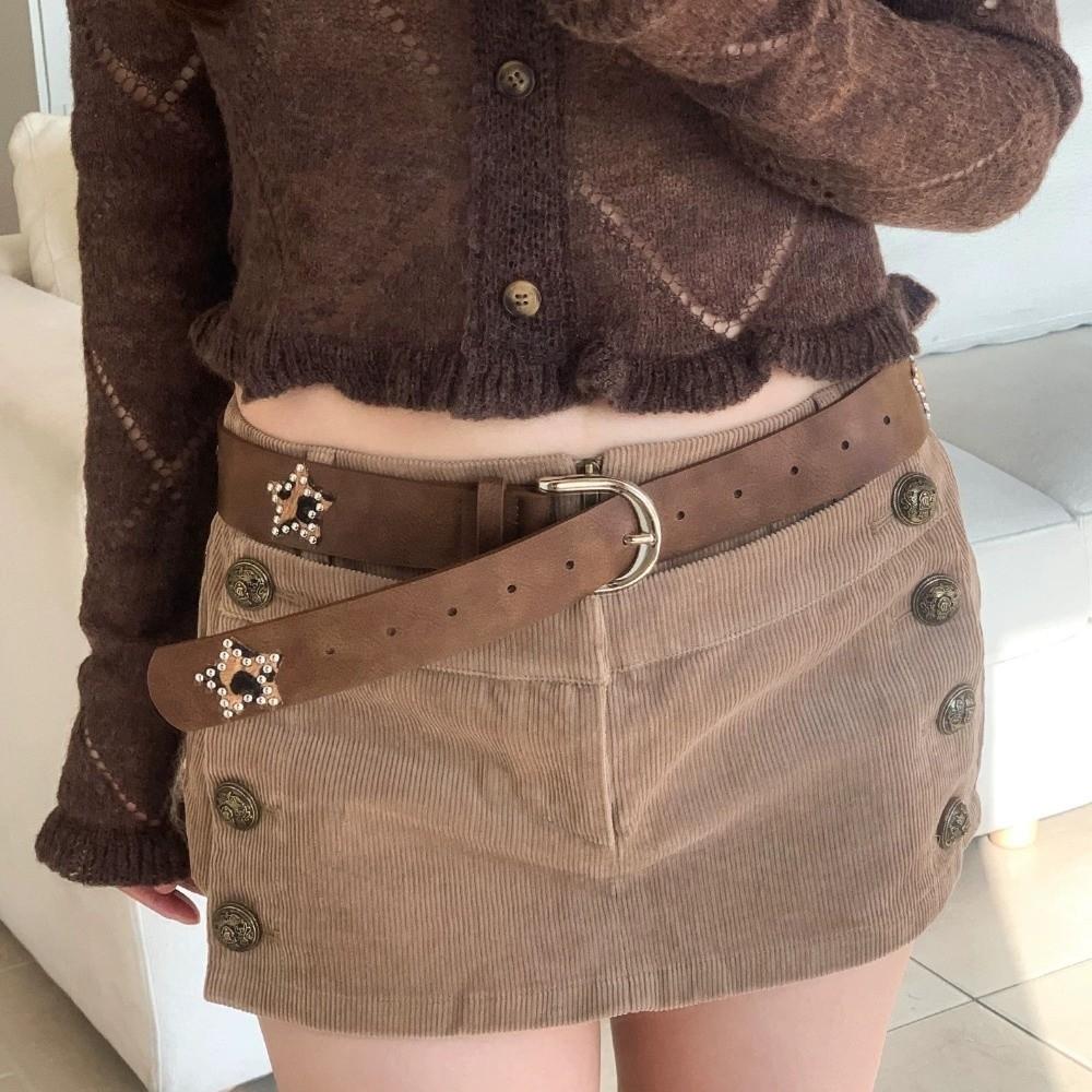 Star Metal Buckle Belts Gothic Pu Leather Waistband Retro Jeans Belt  Clothing Accessories